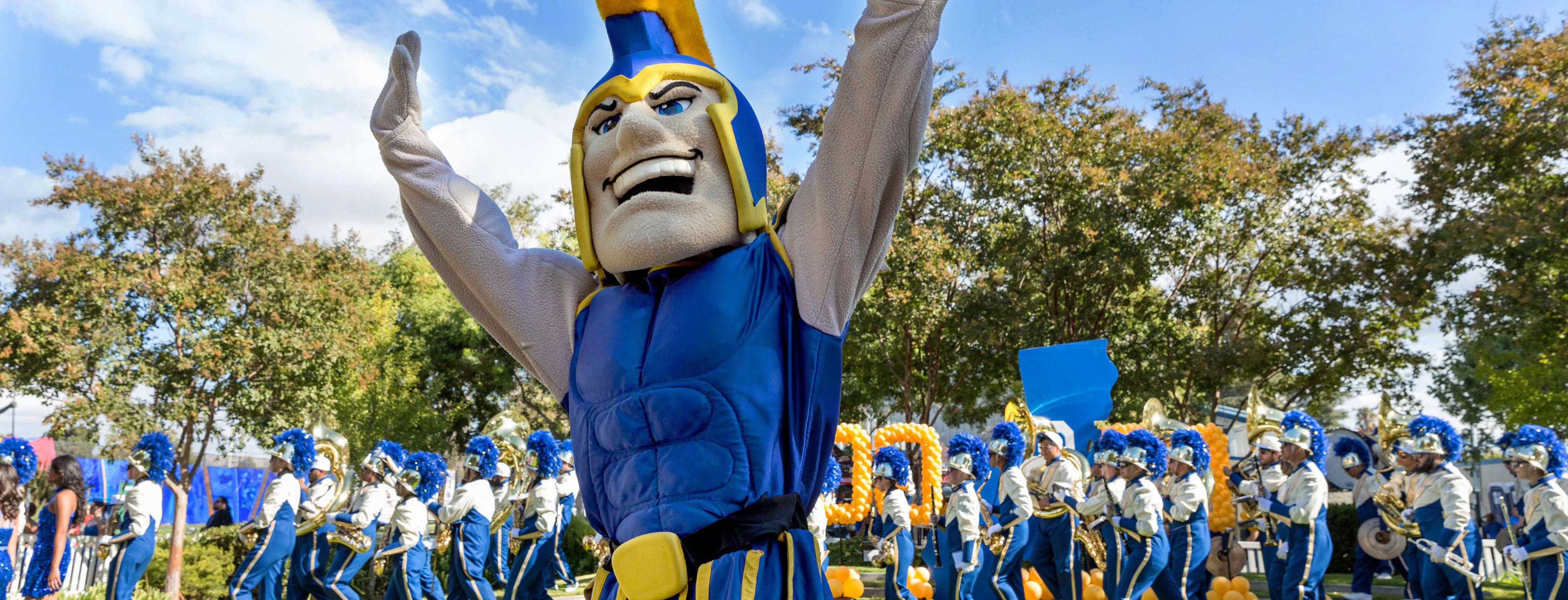 Sammy Spartan and band marching outside.