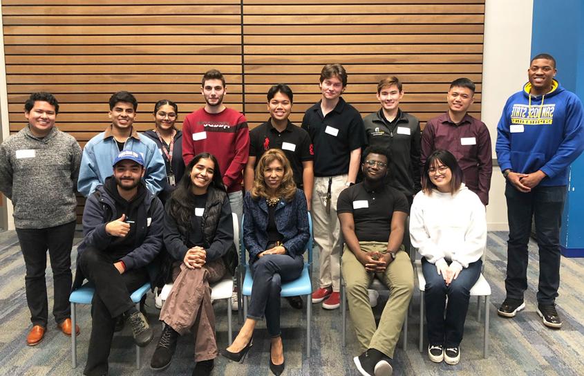 President with resident advisors and orientation leaders.