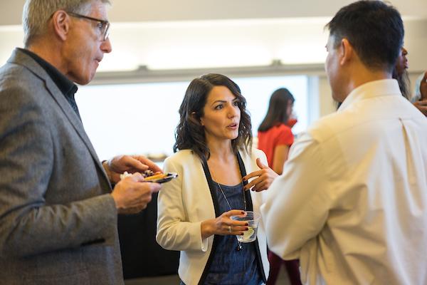 Lily Gangai talking with others at the new centers opening